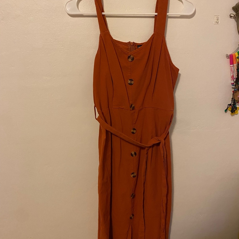 Rust Orange Button-Down Dress